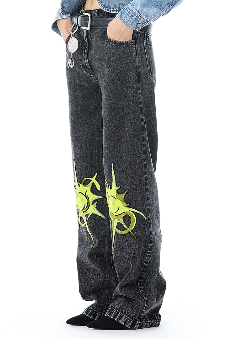 Denim Black Cotton Pants by Kanika Goyal at Pernia's Pop Up Shop