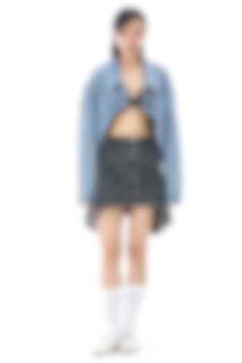 Denim Black Cotton Mini Skirt by Kanika Goyal at Pernia's Pop Up Shop