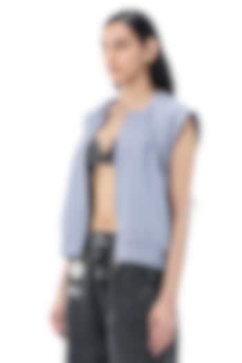 Light Blue Cotton Cropped Plaid Gilet by Kanika Goyal at Pernia's Pop Up Shop