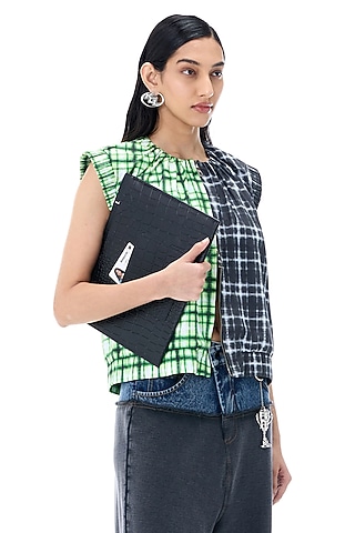 Two-Toned Cotton Plaid Gilet by Kanika Goyal