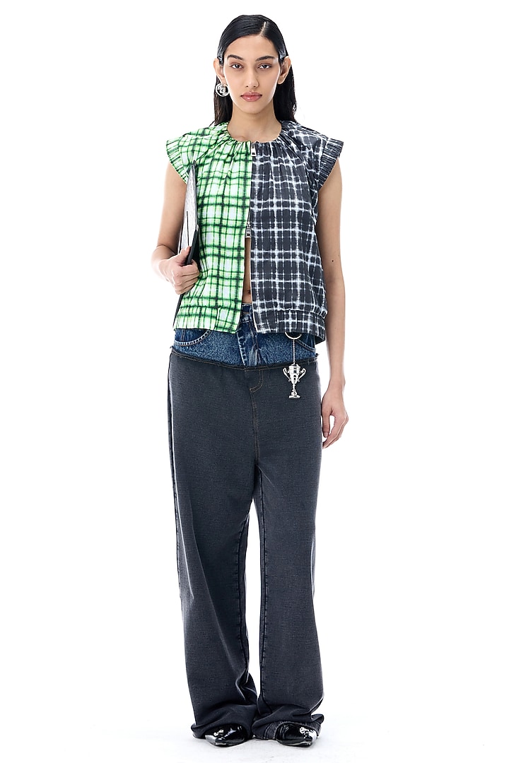 Two-Toned Cotton Plaid Gilet by Kanika Goyal at Pernia's Pop Up Shop