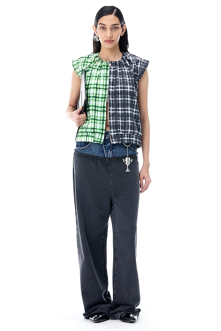 Two-Toned Cotton Denim Pants by Kanika Goyal at Pernia's Pop Up Shop