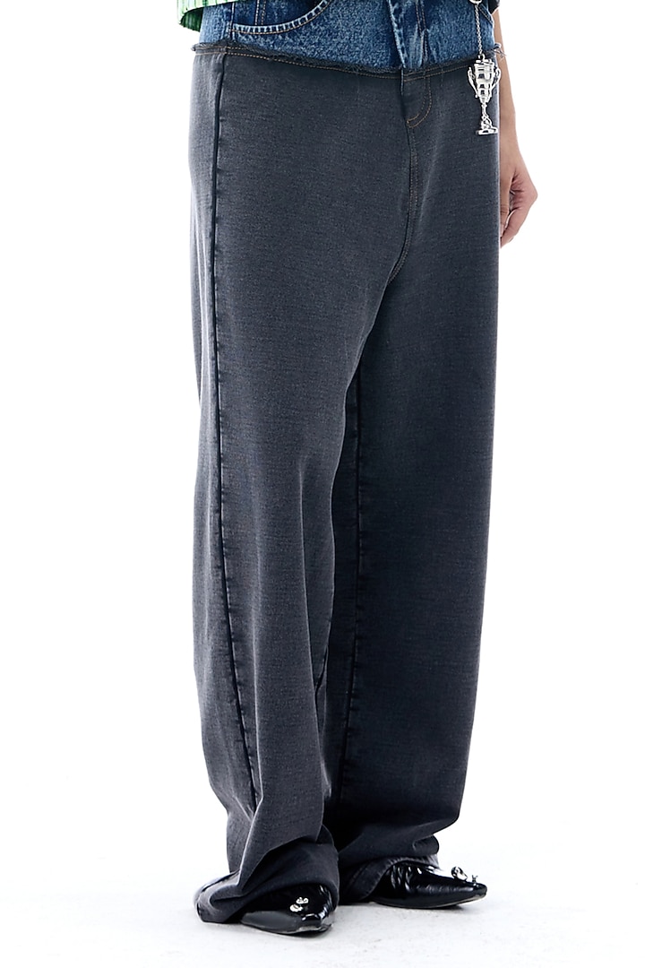 Two-Toned Cotton Denim Pants by Kanika Goyal at Pernia's Pop Up Shop