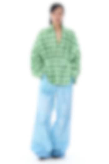 Green Cotton Oversized Shirt by Kanika Goyal at Pernia's Pop Up Shop