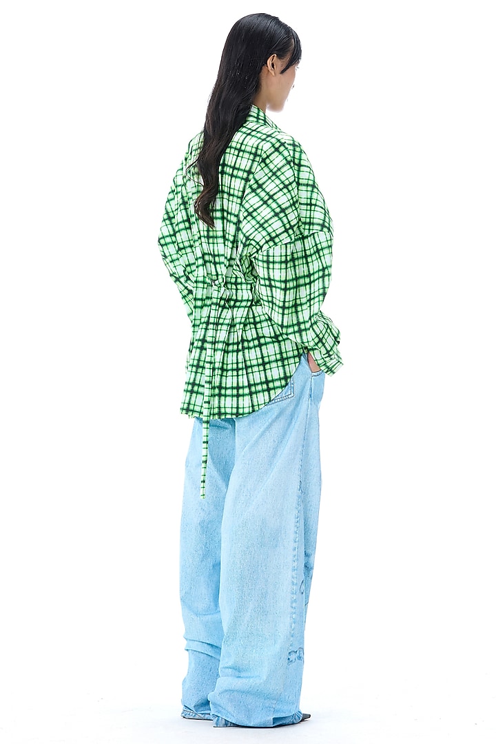 Green Cotton Oversized Shirt by Kanika Goyal at Pernia's Pop Up Shop