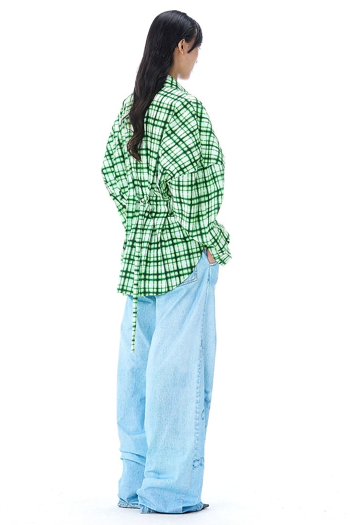 Light Blue Polyester Laser Printed Pants by Kanika Goyal at Pernia's Pop Up Shop
