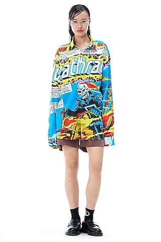 Multi-Coloured Cotton Oversized Shirt by Kanika Goyal