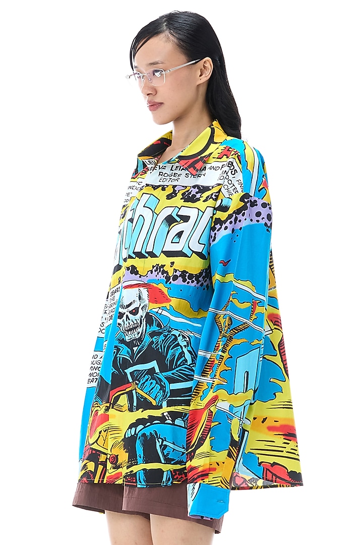 Multi-Coloured Cotton Oversized Shirt by Kanika Goyal at Pernia's Pop Up Shop