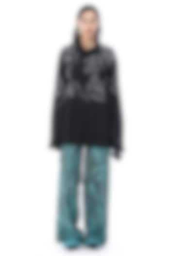 Black Cotton Embellished Shirt by Kanika Goyal at Pernia's Pop Up Shop