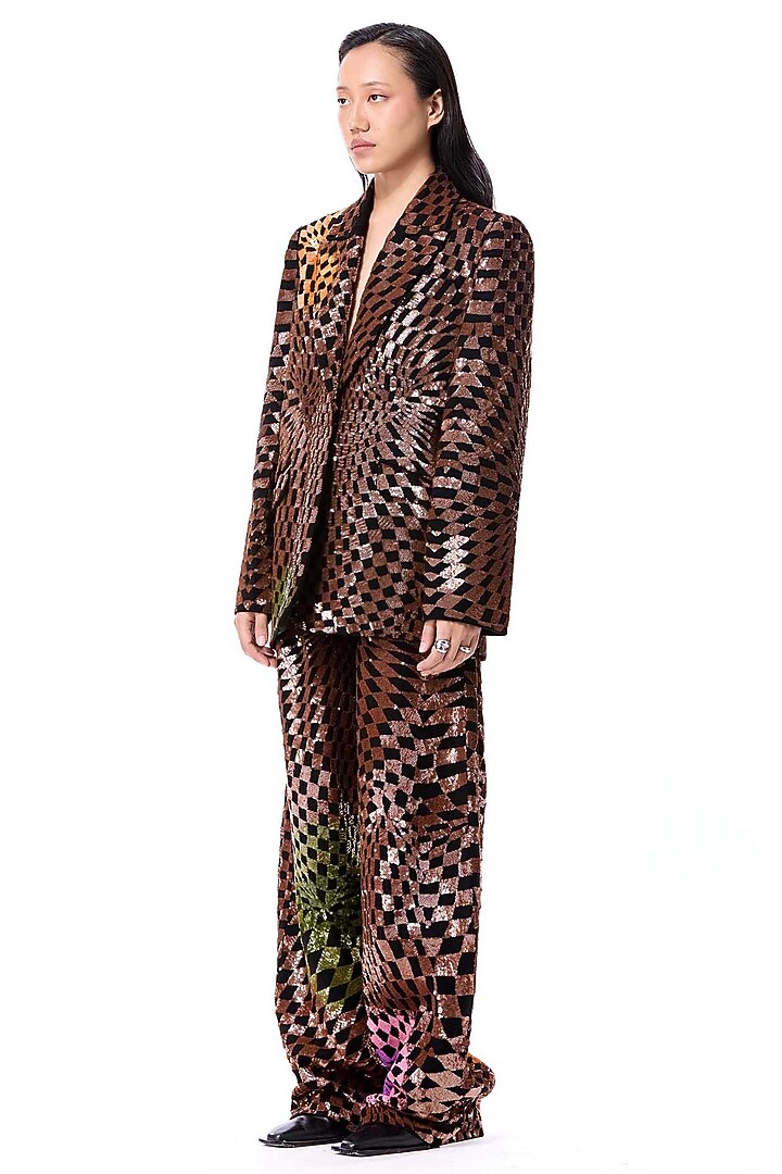 Multi-Colored Polyester Hand Embellished Blazer by Kanika Goyal at Pernia's Pop Up Shop