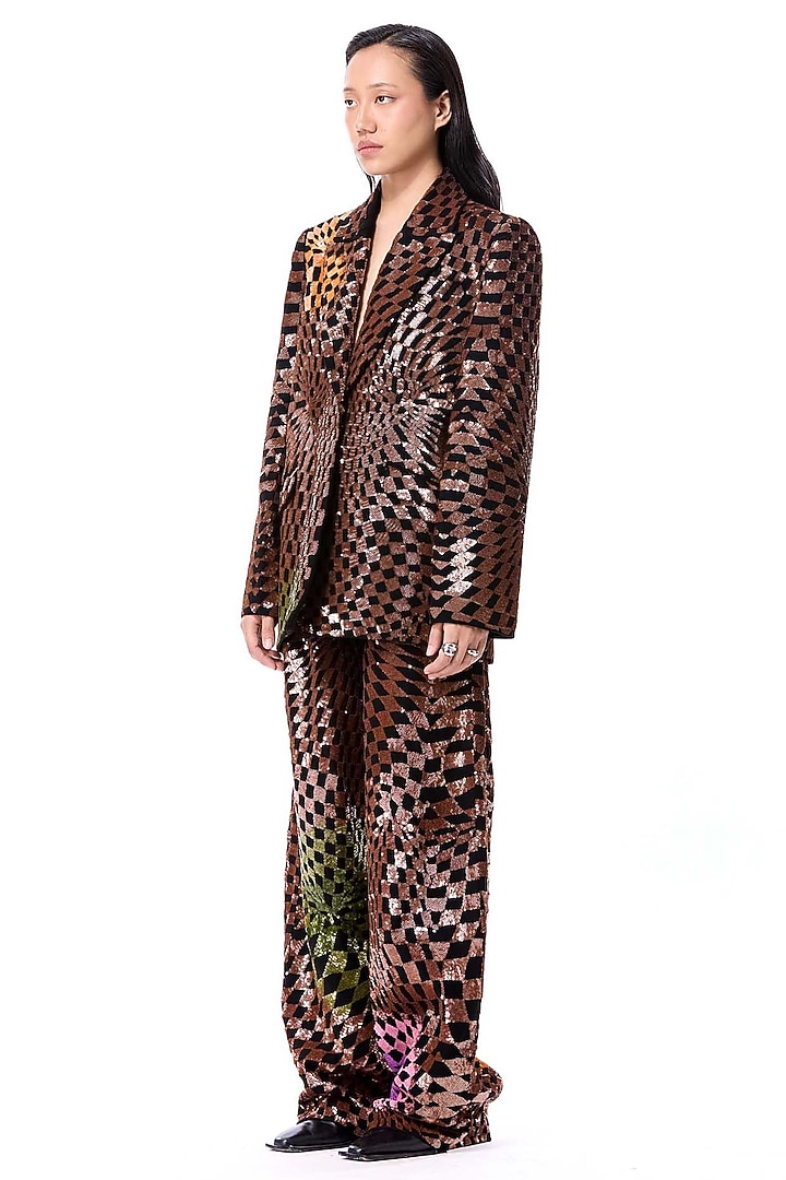 Multi-Colored Polyester Hand Embellished Trousers by Kanika Goyal at Pernia's Pop Up Shop