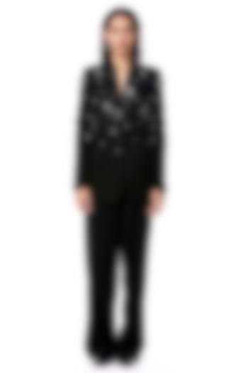 Black Polyester Pants by Kanika Goyal at Pernia's Pop Up Shop