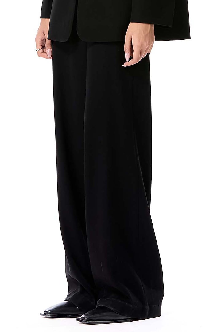 Black Polyester Pants by Kanika Goyal at Pernia's Pop Up Shop