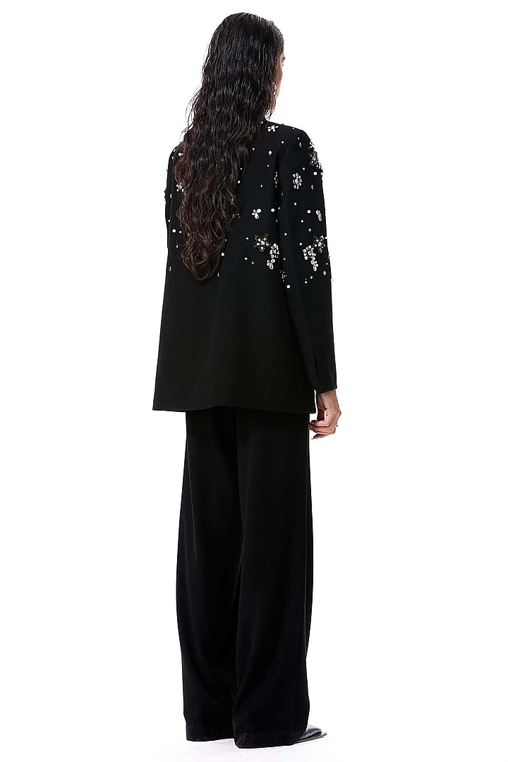 Black Polyester Pants by Kanika Goyal at Pernia's Pop Up Shop