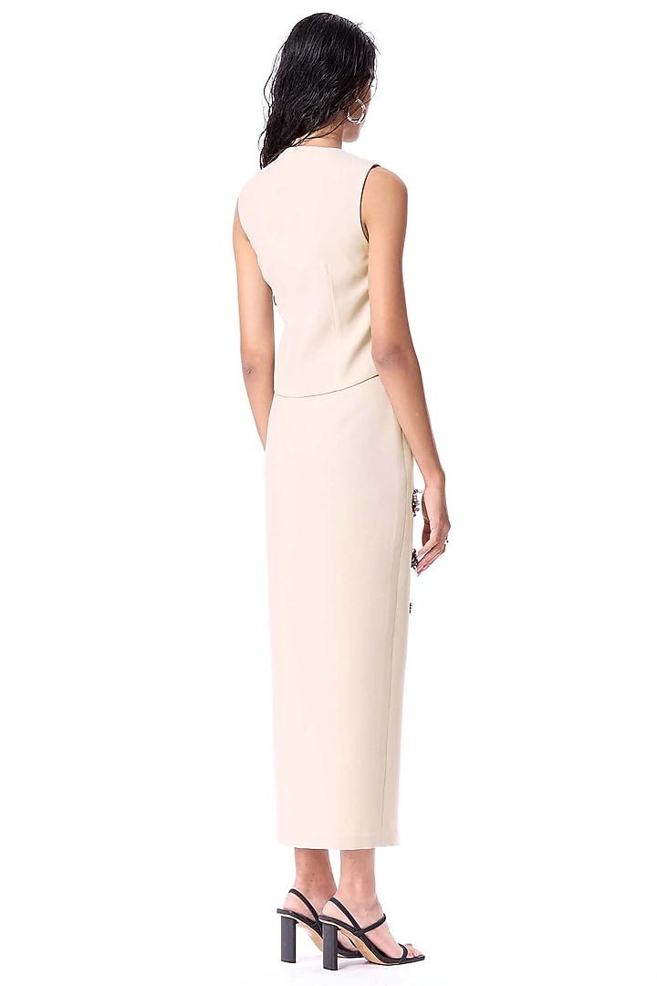 Beige Polyester Embellished Top by Kanika Goyal at Pernia's Pop Up Shop