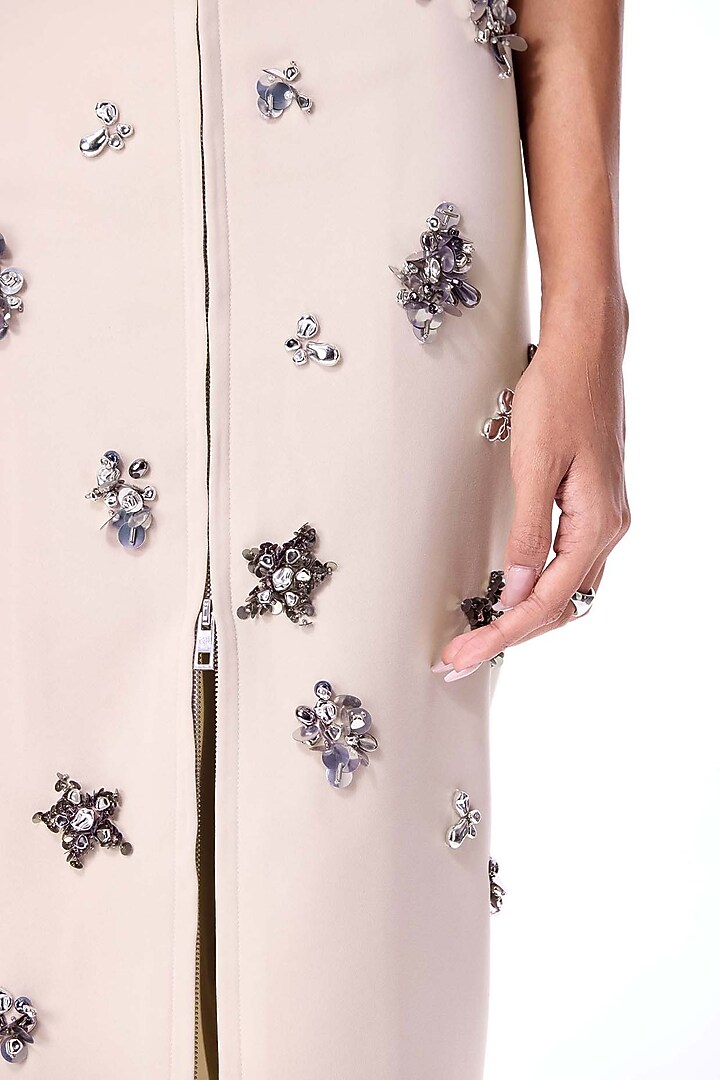Beige Polyester Embellished Top by Kanika Goyal at Pernia's Pop Up Shop