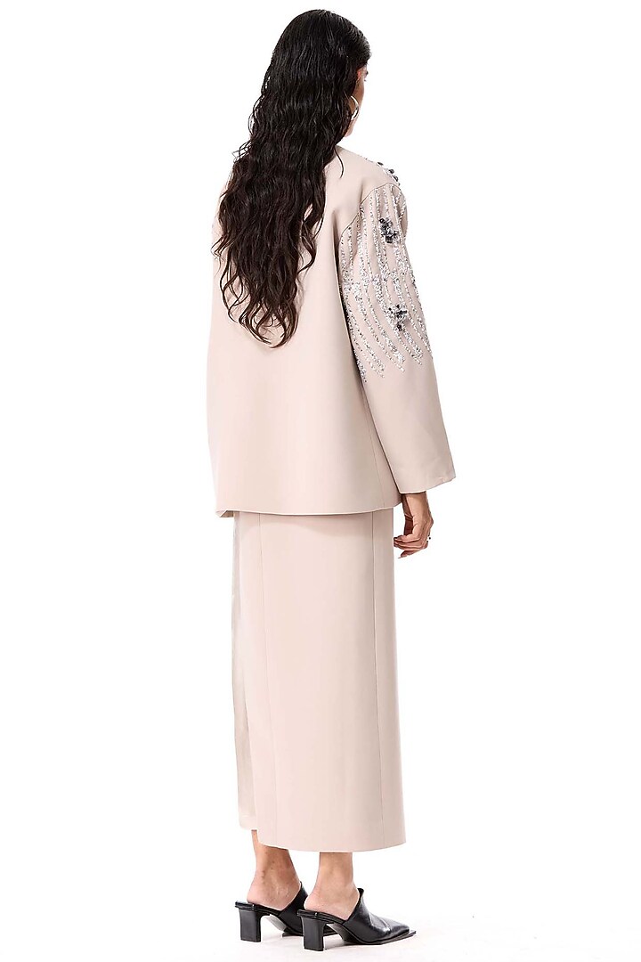 Blush Pink Polyester Embellished Skirt by Kanika Goyal at Pernia's Pop Up Shop