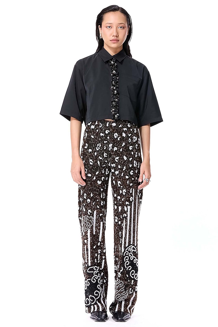 Multi-Colored Polyester Hand Embellished Pants by Kanika Goyal at Pernia's Pop Up Shop