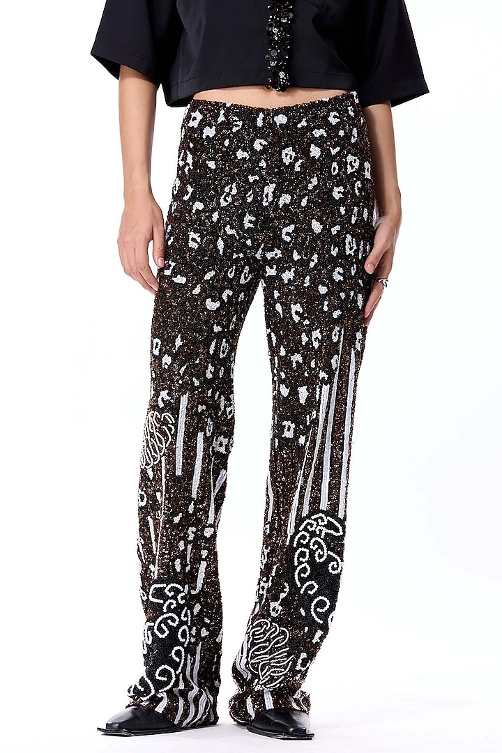 Multi-Colored Polyester Hand Embellished Pants by Kanika Goyal at Pernia's Pop Up Shop