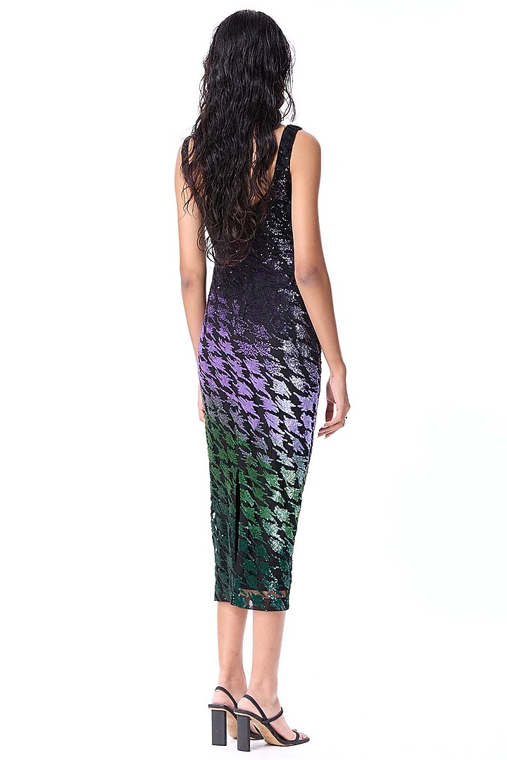 Multi-Colored Polyester Hand Embellished Midi Party Wear Dress by Kanika Goyal at Pernia's Pop Up Shop