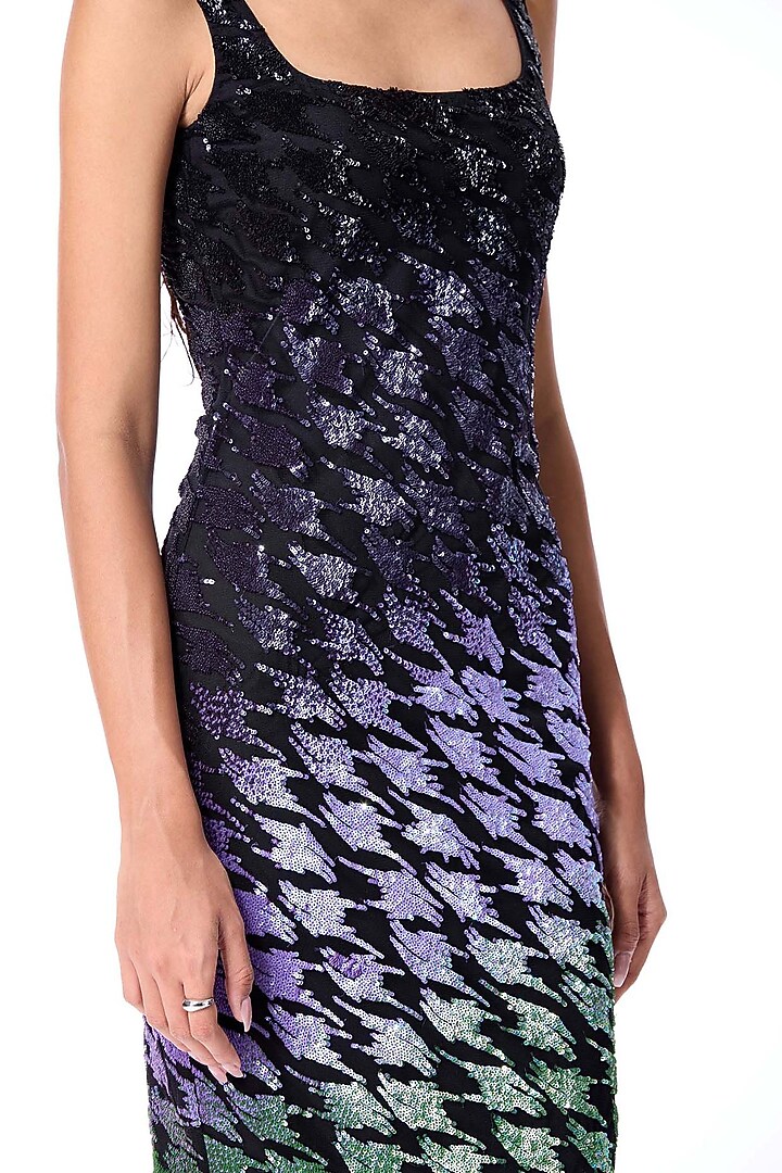 Multi-Colored Polyester Hand Embellished Midi Party Wear Dress by Kanika Goyal at Pernia's Pop Up Shop