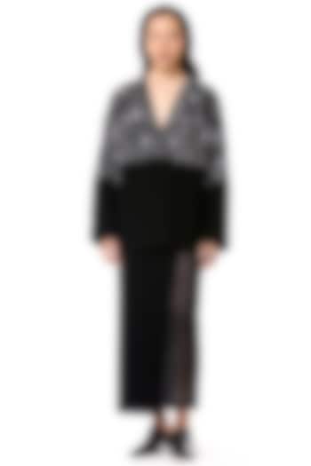 Black Polyester Embellished Blazer by Kanika Goyal at Pernia's Pop Up Shop