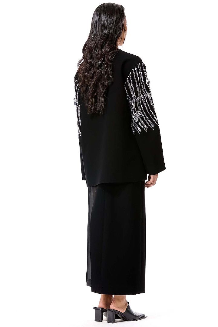 Black Polyester Embellished Skirt by Kanika Goyal at Pernia's Pop Up Shop