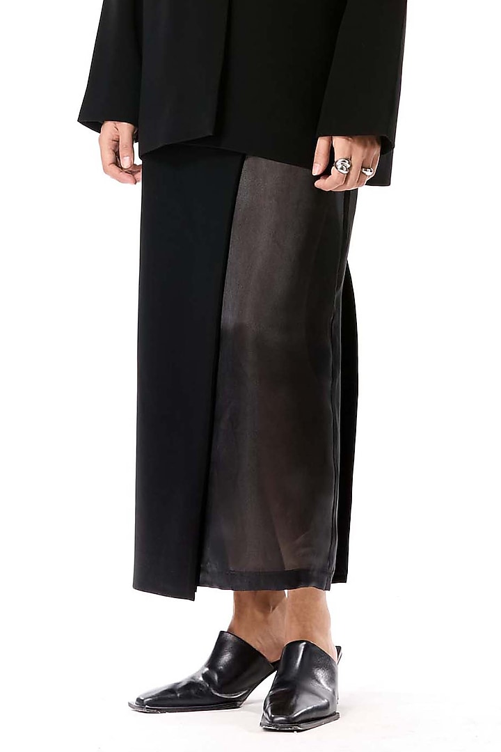 Black Polyester Embellished Skirt by Kanika Goyal at Pernia's Pop Up Shop