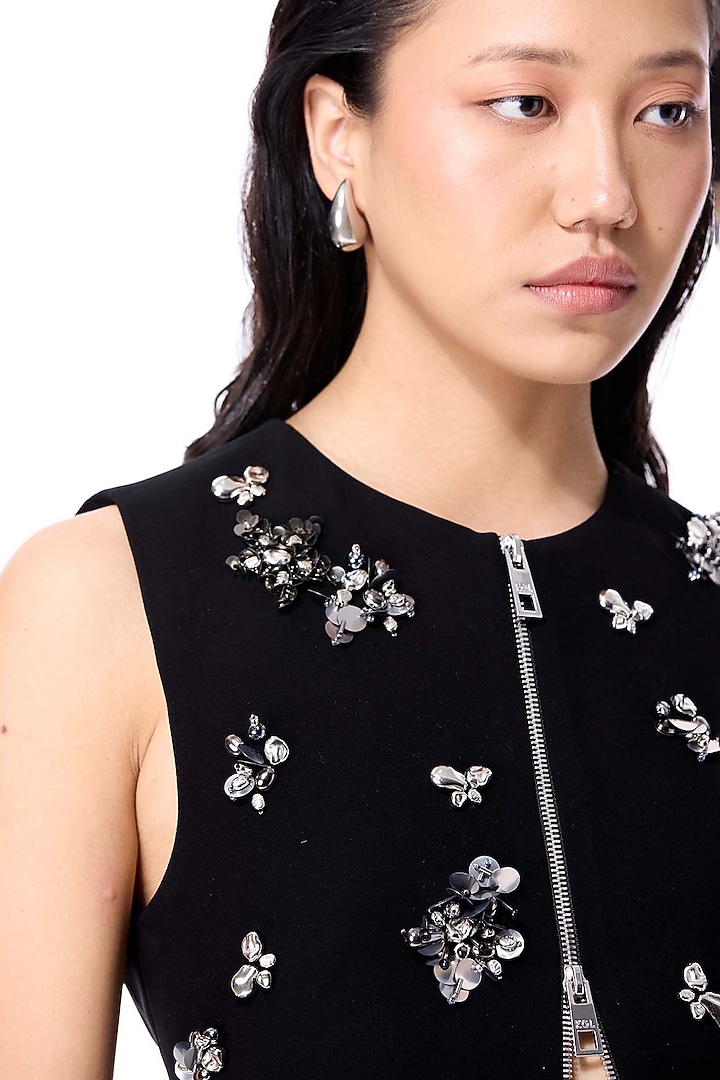 Black Polyester Embellished Top by Kanika Goyal at Pernia's Pop Up Shop