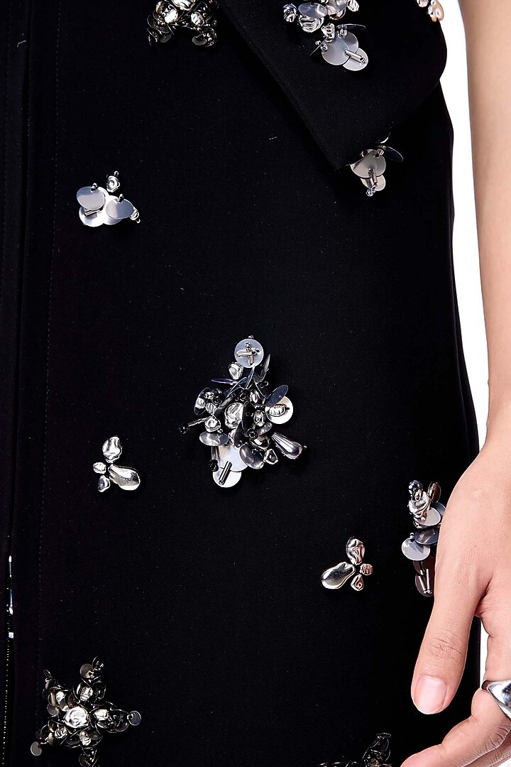 Black Polyester Embellished Top by Kanika Goyal at Pernia's Pop Up Shop