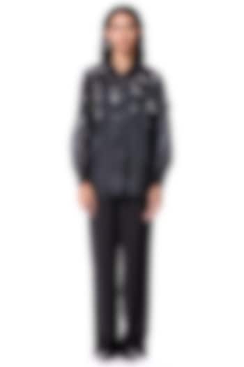 Black Polyester Pants by Kanika Goyal at Pernia's Pop Up Shop