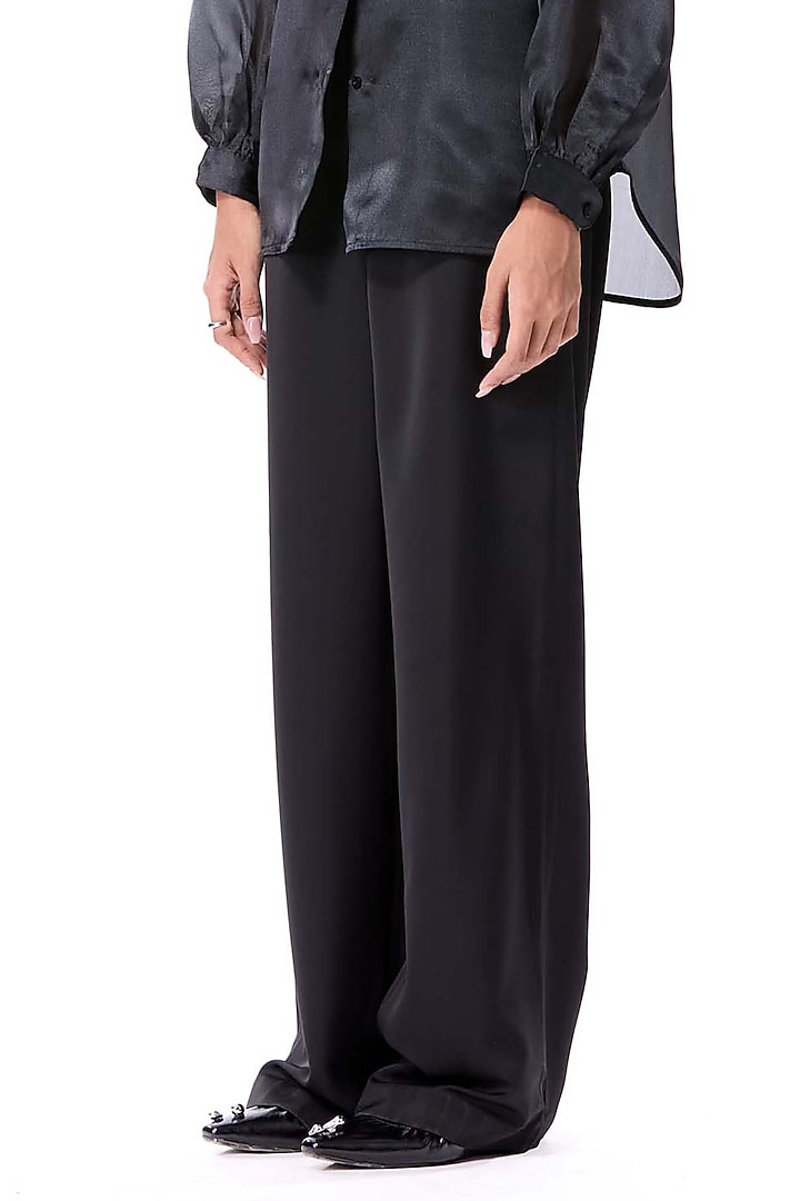 Black Polyester Pants by Kanika Goyal at Pernia's Pop Up Shop
