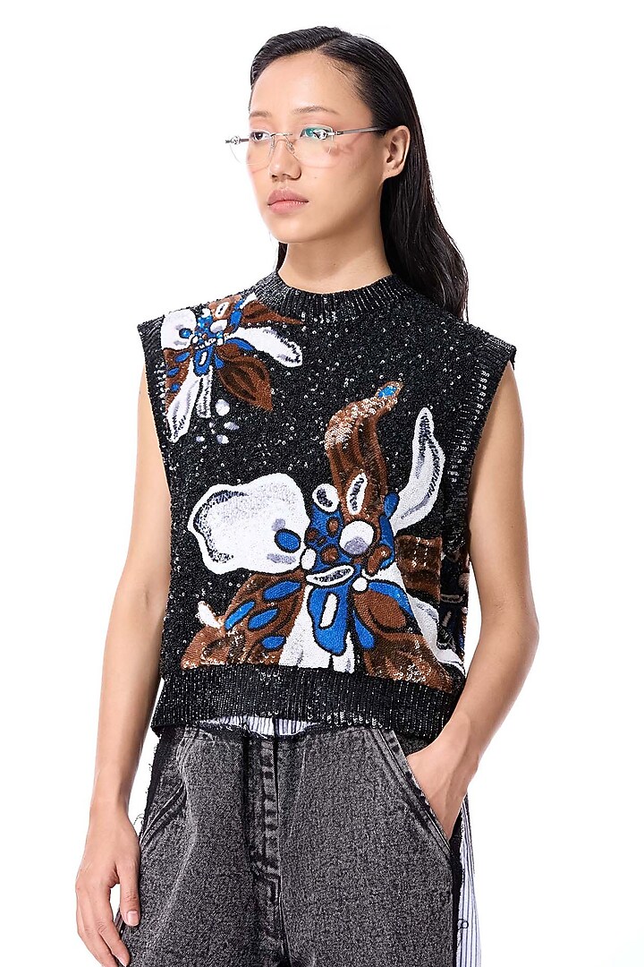 Multi-Colored Polyester Hand Embellished Top by Kanika Goyal at Pernia's Pop Up Shop