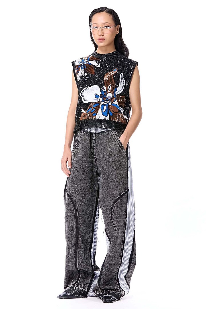Multi-Colored Polyester Hand Embellished Top by Kanika Goyal at Pernia's Pop Up Shop