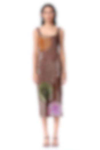 Multi-Colored Polyester Hand Embellished Midi Party Wear Dress by Kanika Goyal at Pernia's Pop Up Shop