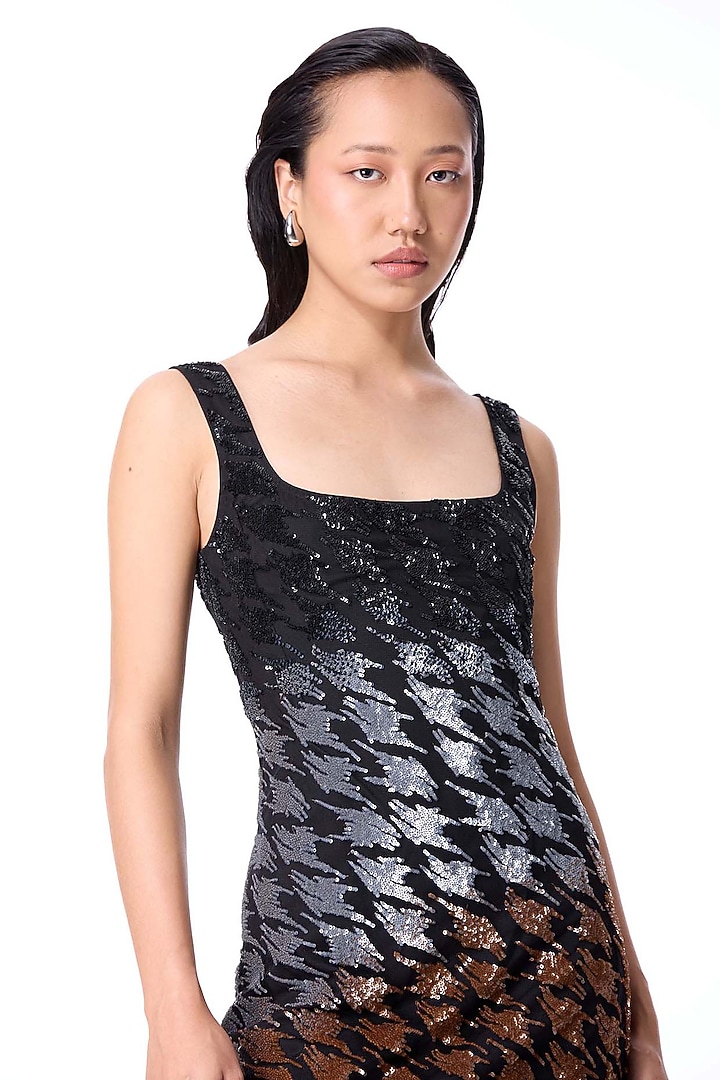 Multi-Colored Polyester Hand Embellished Mini Party Wear Dress by Kanika Goyal at Pernia's Pop Up Shop