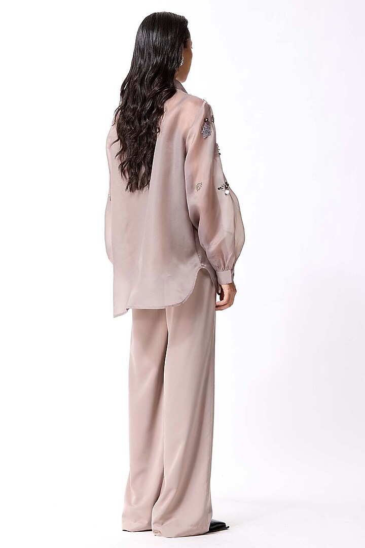 Beige Polyester Pants by Kanika Goyal at Pernia's Pop Up Shop