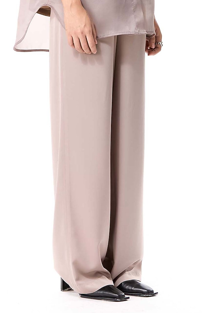 Beige Polyester Pants by Kanika Goyal at Pernia's Pop Up Shop