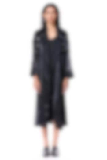 Black Polyester Embellished Trench Coat by Kanika Goyal at Pernia's Pop Up Shop