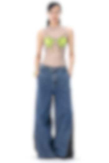 Multi-Colored Polyester & Mesh Embellished Top by Kanika Goyal at Pernia's Pop Up Shop