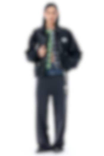 Black Cotton Bomber Jacket by Kanika Goyal at Pernia's Pop Up Shop