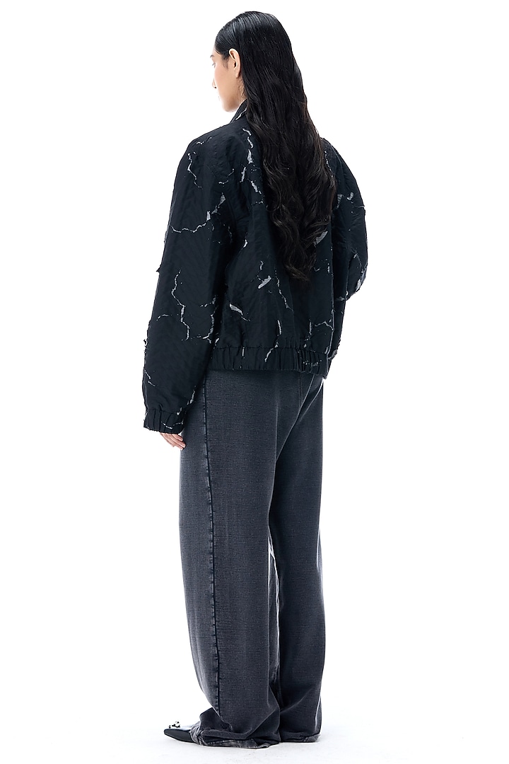 Black Cotton Bomber Jacket by Kanika Goyal at Pernia's Pop Up Shop