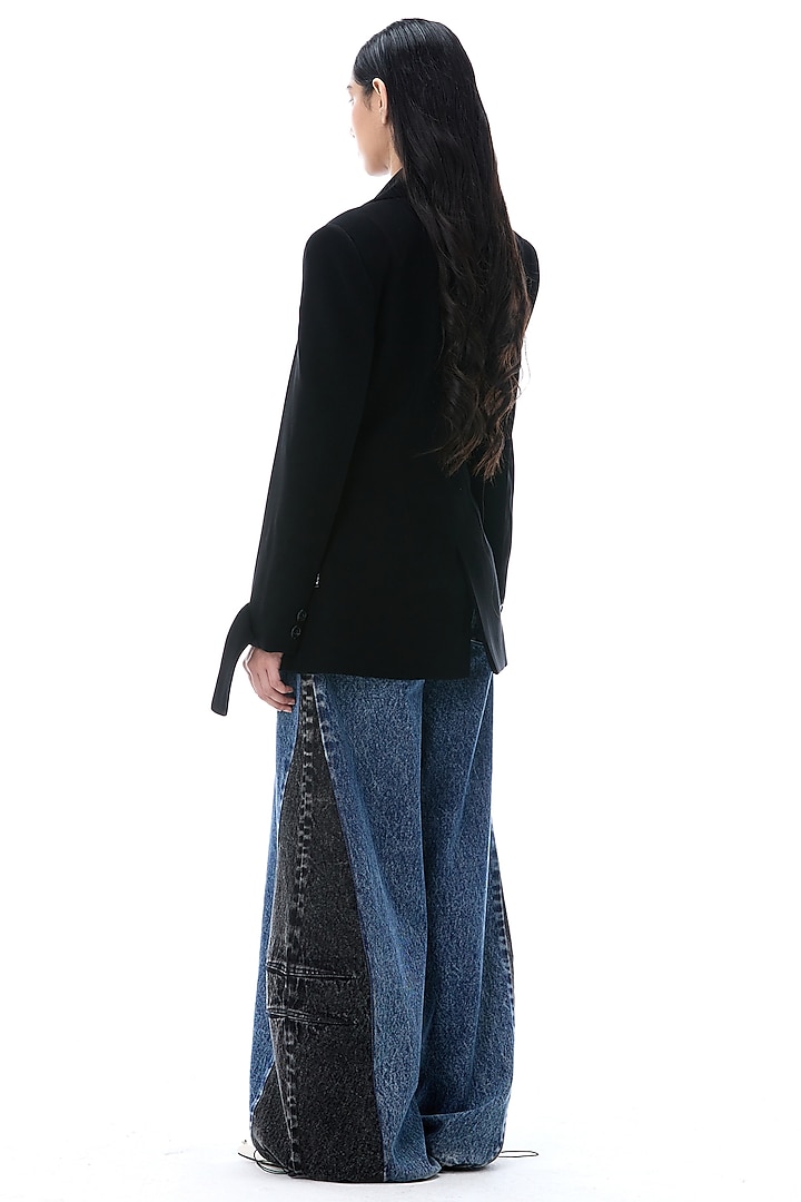 Black Polyester Blazer by Kanika Goyal at Pernia's Pop Up Shop