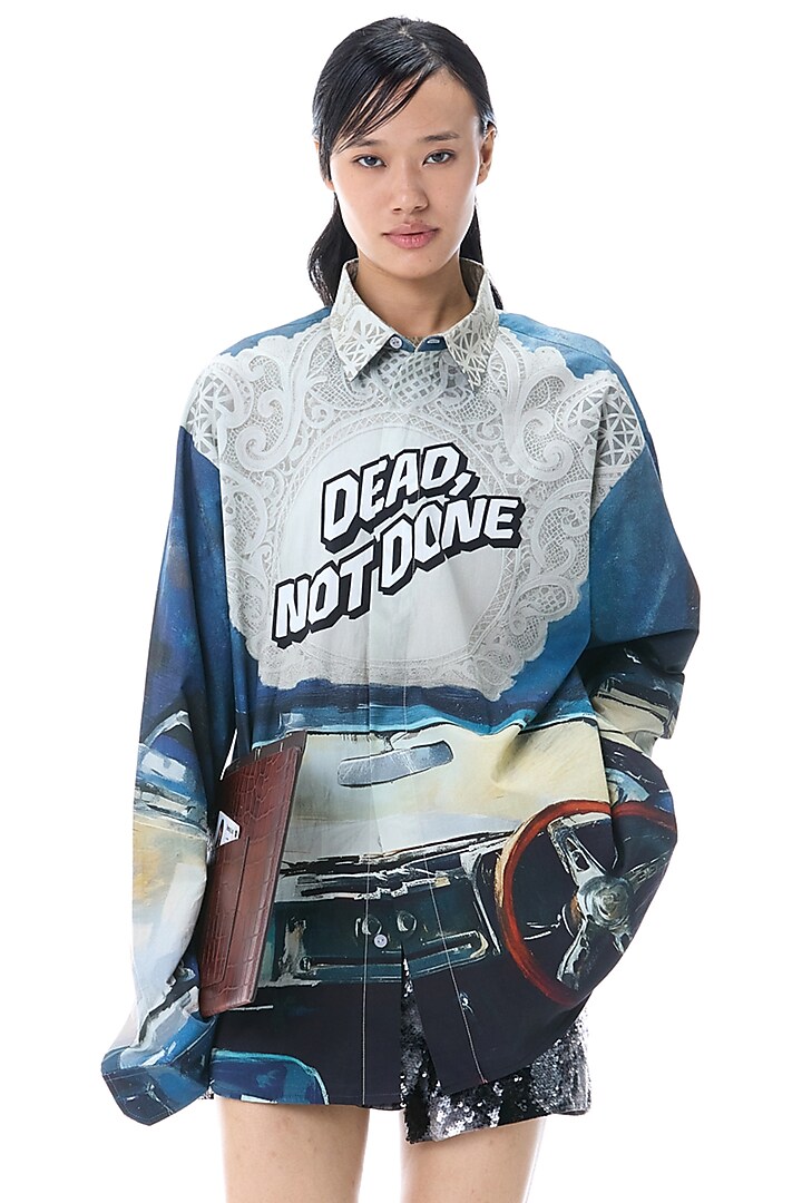Multi-Colored Cotton Engineered Printed Shirt by Kanika Goyal at Pernia's Pop Up Shop