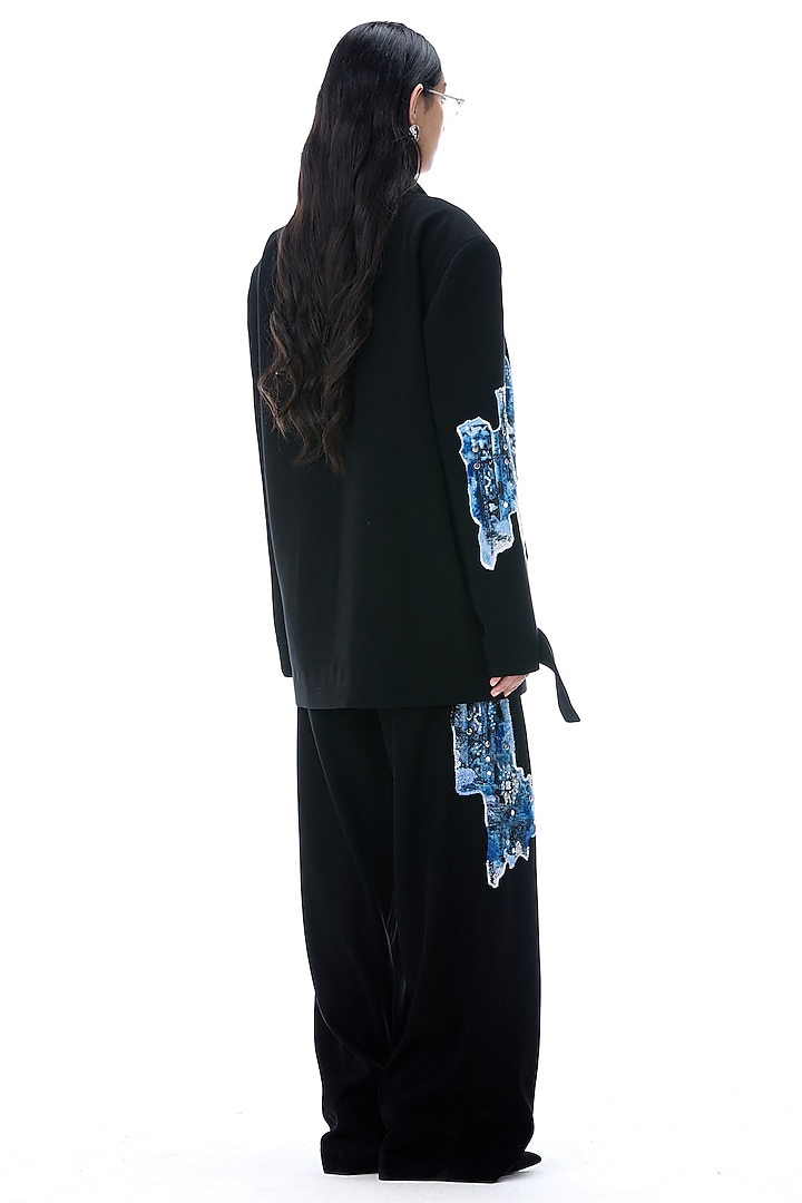 Black Polyester Oversized Blazer by Kanika Goyal at Pernia's Pop Up Shop