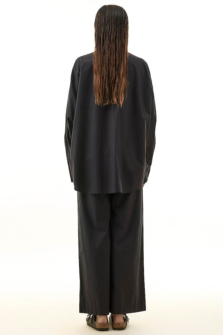 Black Cotton Embellished Co-ord Set by Kanika Goyal at Pernia's Pop Up Shop