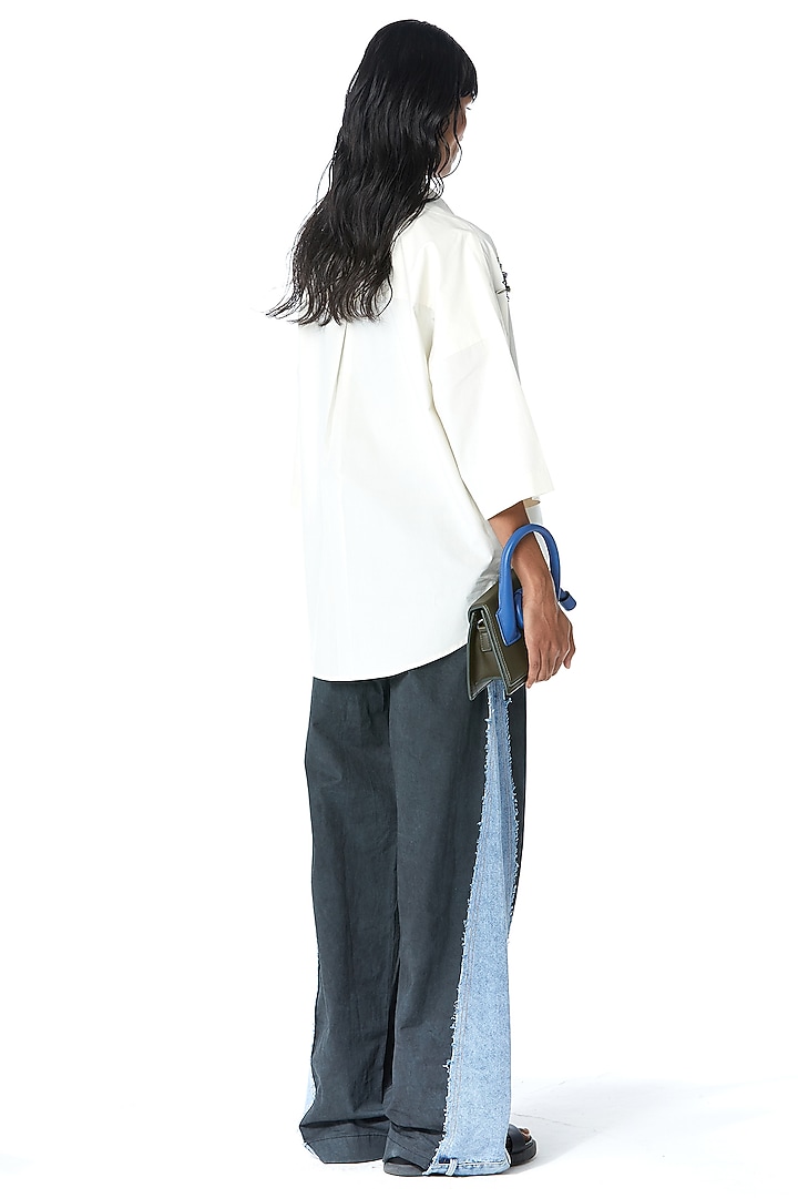 White Cotton Embellished Shirt by Kanika Goyal at Pernia's Pop Up Shop