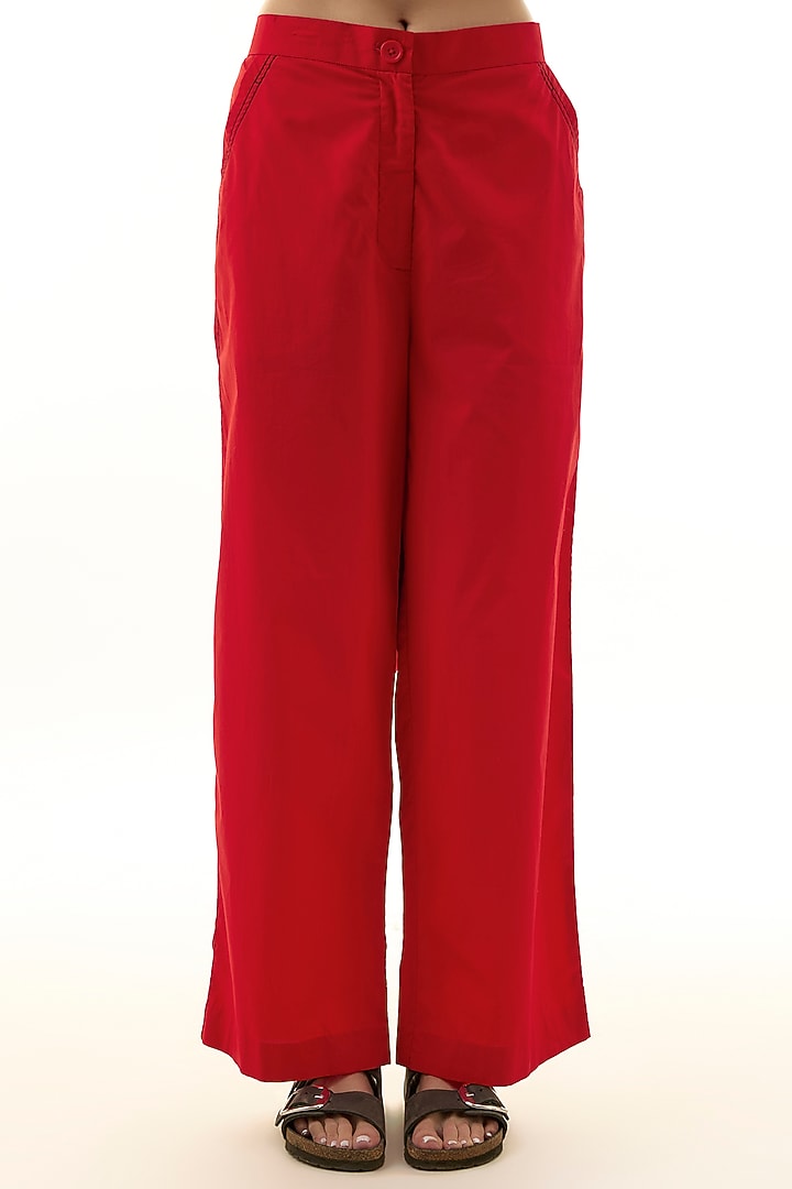 Red Cotton Embellished Co-ord Set by Kanika Goyal at Pernia's Pop Up Shop