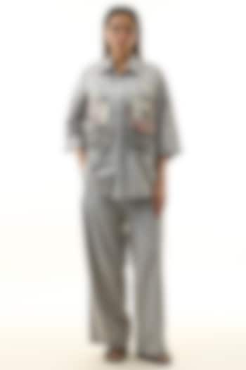 Grey Cotton Embellished Co-ord Set by Kanika Goyal at Pernia's Pop Up Shop