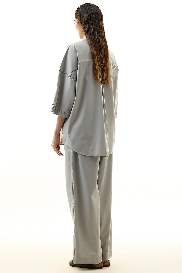Grey Cotton Embellished Co-ord Set by Kanika Goyal at Pernia's Pop Up Shop